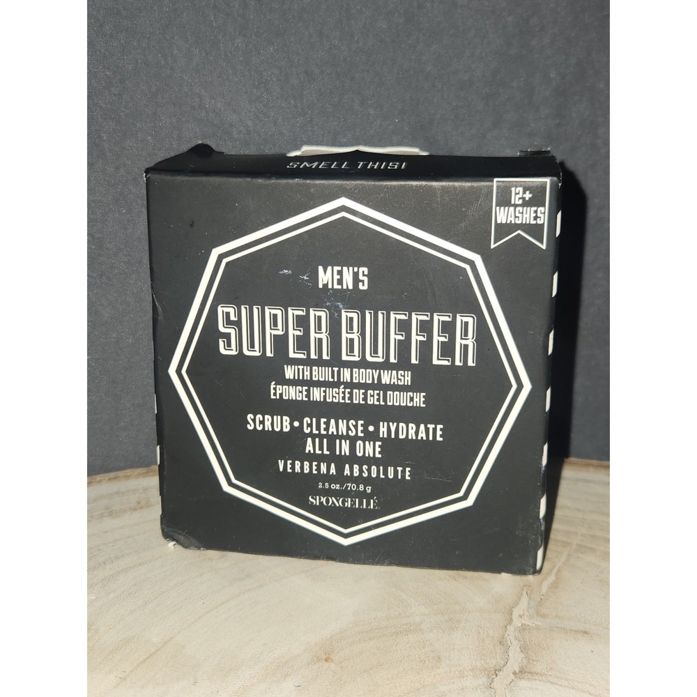 SPONGELLE Men's Super Buffer w/ Built In Body Wash‎ VERBENA ABSOLUTE~NEW/SEALED
